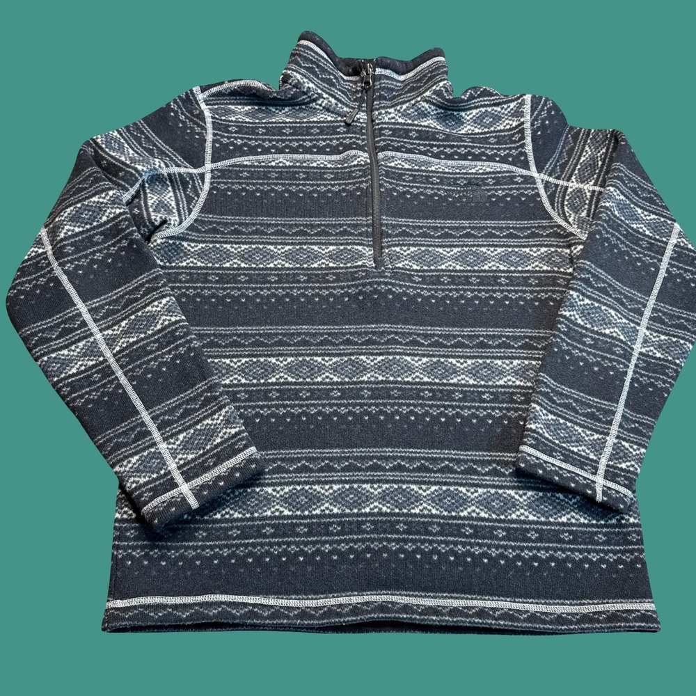 The North Face Fleece Pullover Mens Large Fair Isle Outdoor 1/4 Zip Jacket